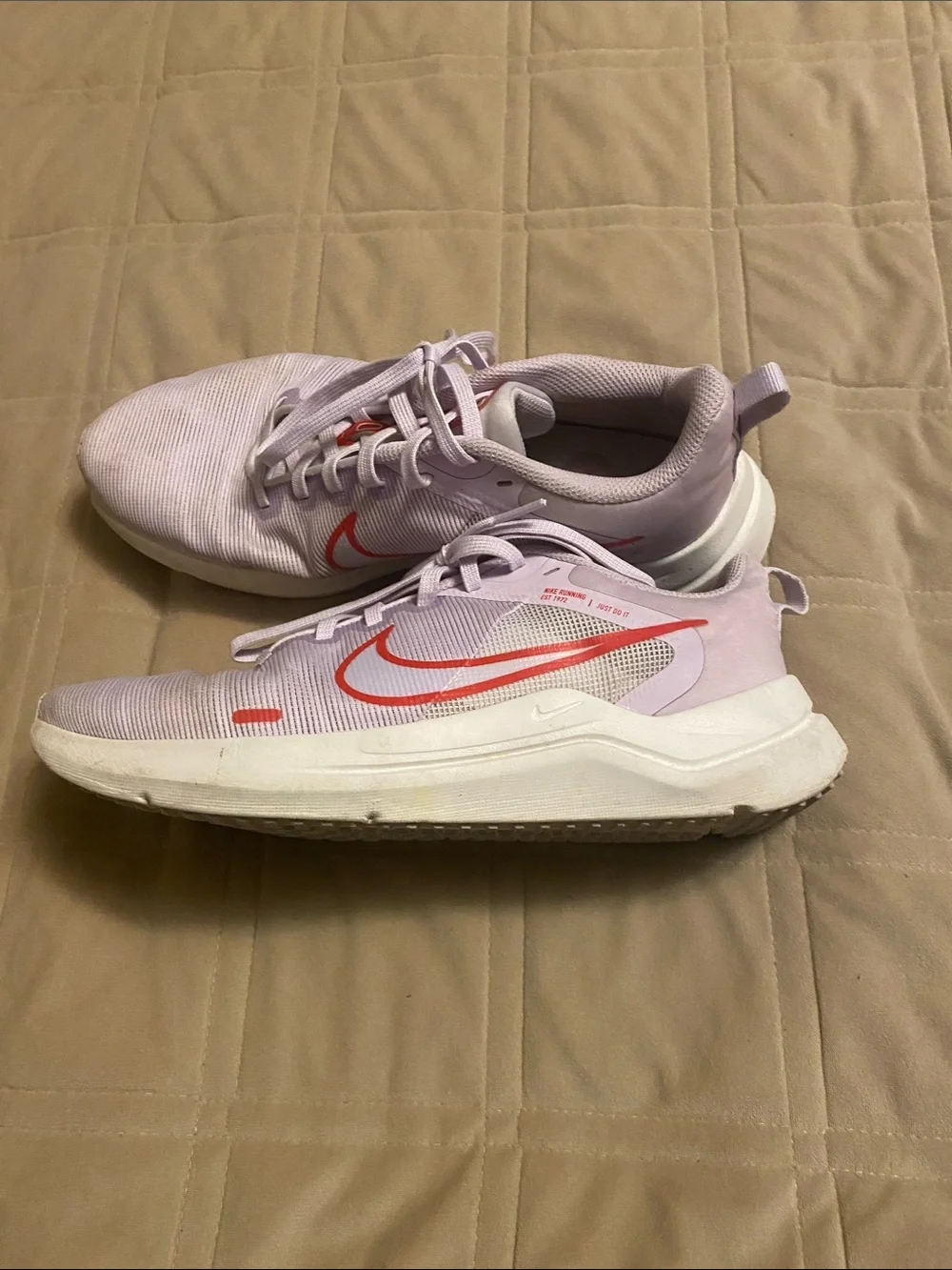 Nike Women’s Lavender Athletic Sneakers with Orange Swoosh